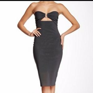 NWT Bec & Bridge strapless gray dress